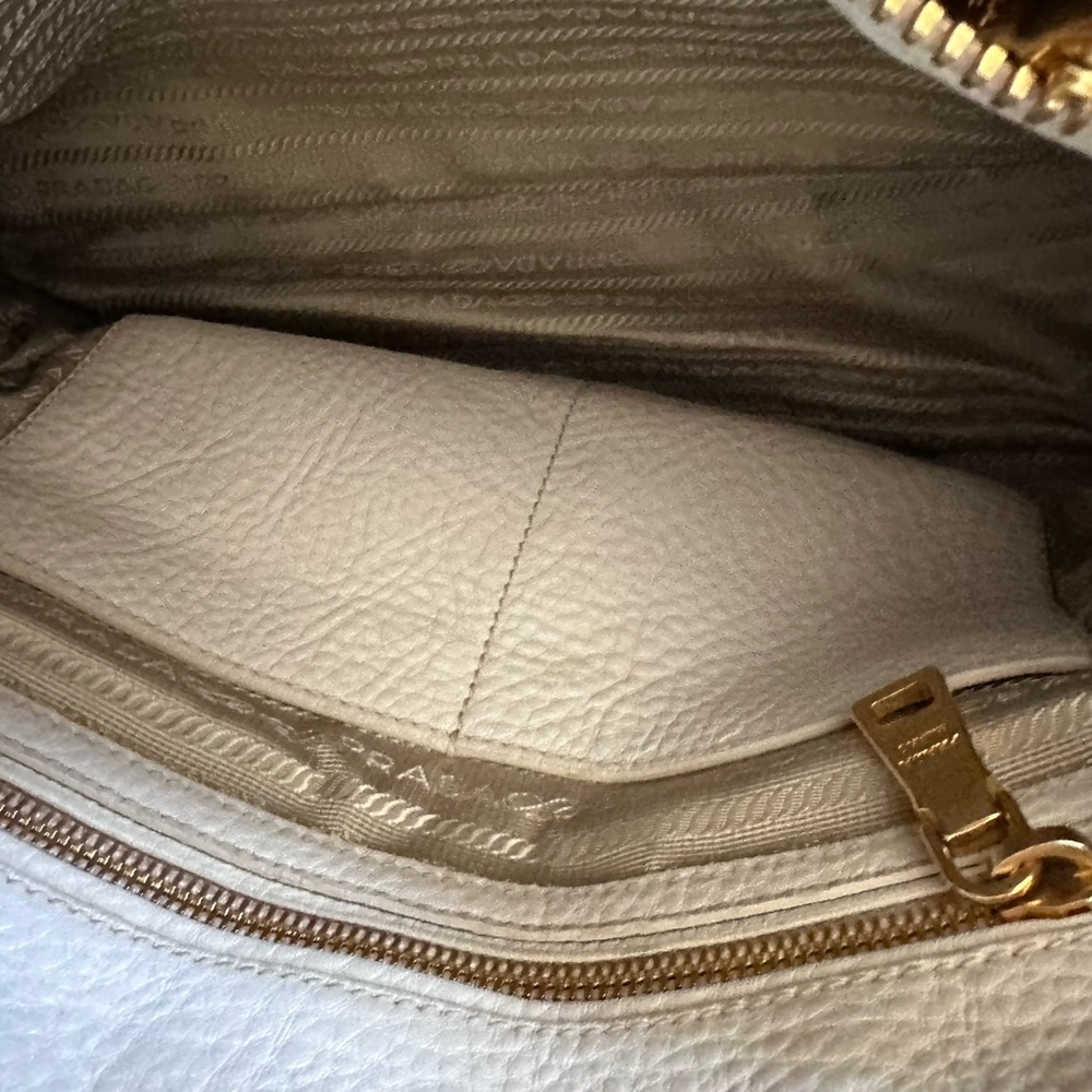 Prada pebbled leather off white cream handbag - Picture 10 of 15